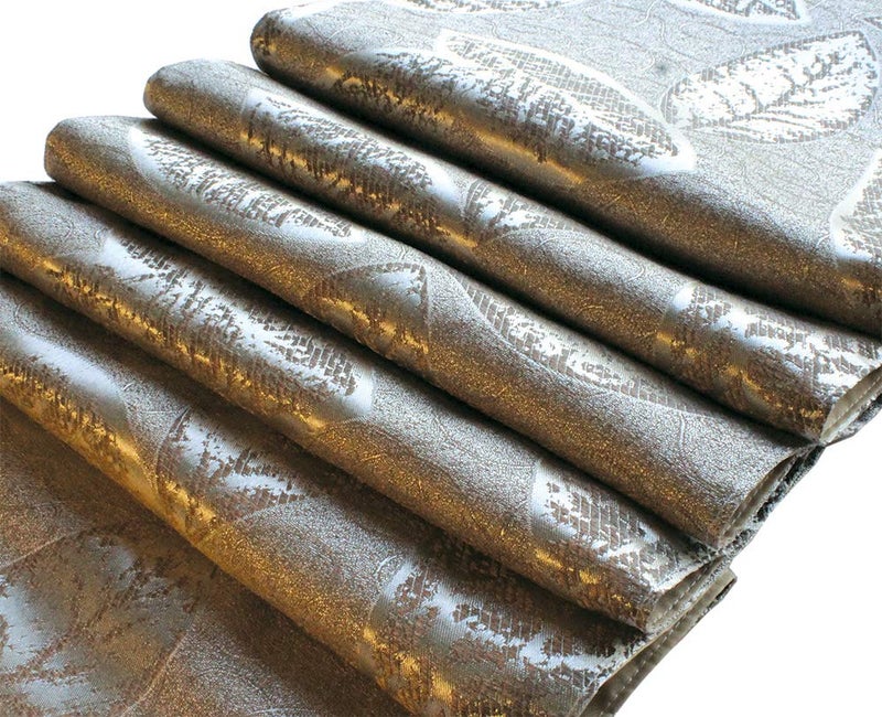 OLYPHAN 72 Table Runner Dining Elegant Spring / Fall Leaf Pattern Beige / Gold / Cream / Sand / Off White â€“ Glam Thanksgiving Dinner, Easter Decoration, Christmas DÃ©cor, Holiday Party Decorations 13 x 72 Inch - Image 4